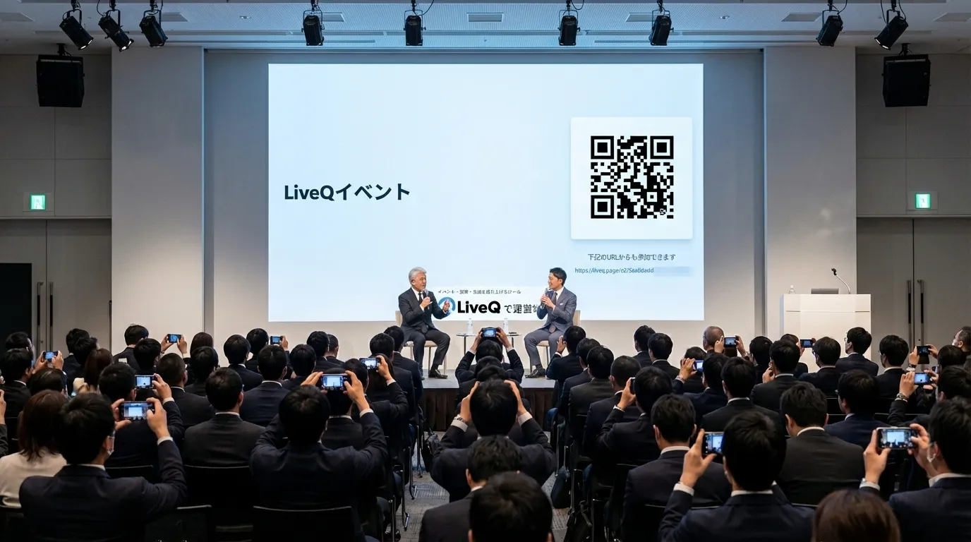 カンファレンス会場でLiveQを利用しているイメージ
